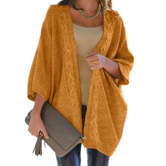Laamei Sweaters - Oversize cardigan orange